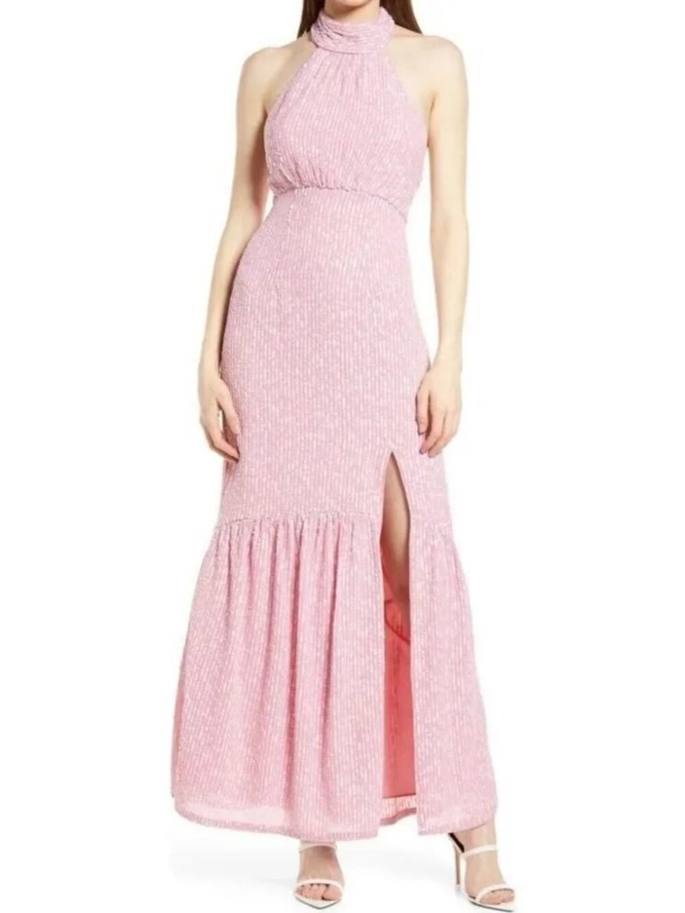 Saylor Audie Sequin Halter Maxi Dress